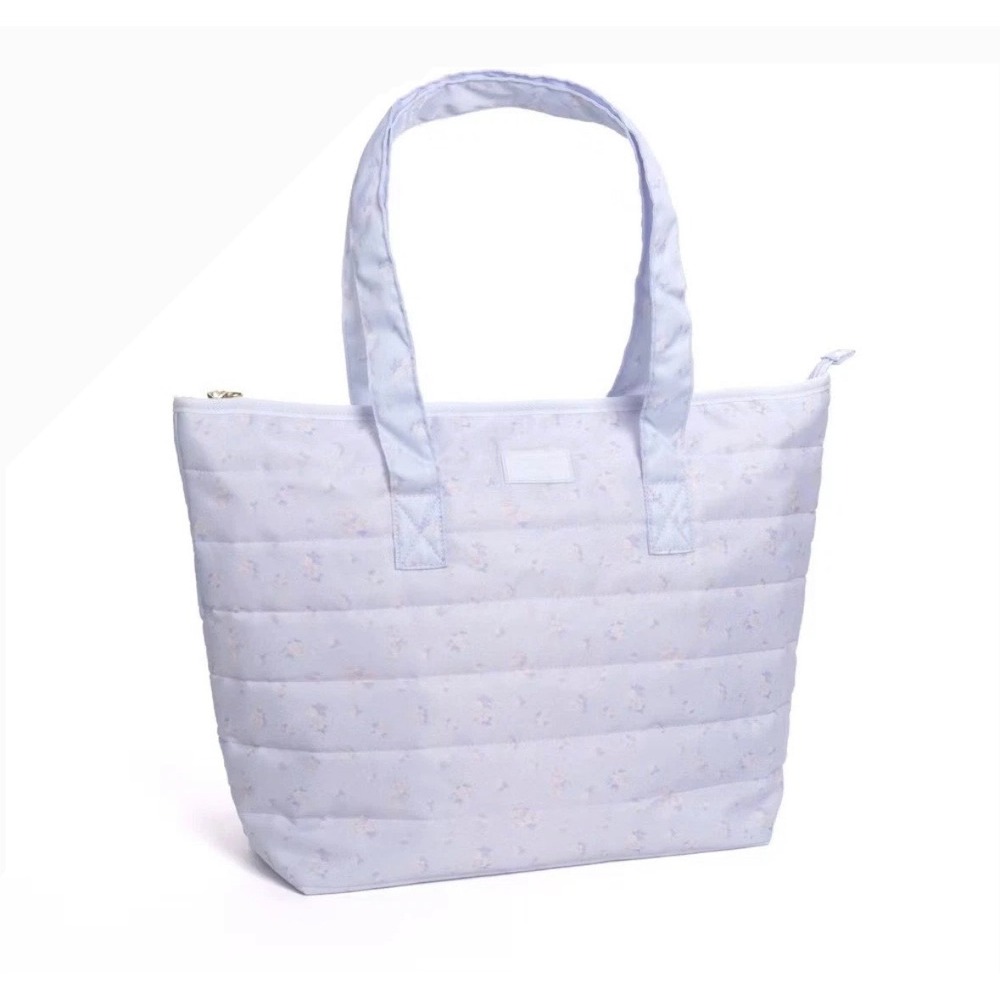 LoveShackFancy x Yoobi Quilted Tote Bag Lavender Floral Laptop Sleeve Travel Bag